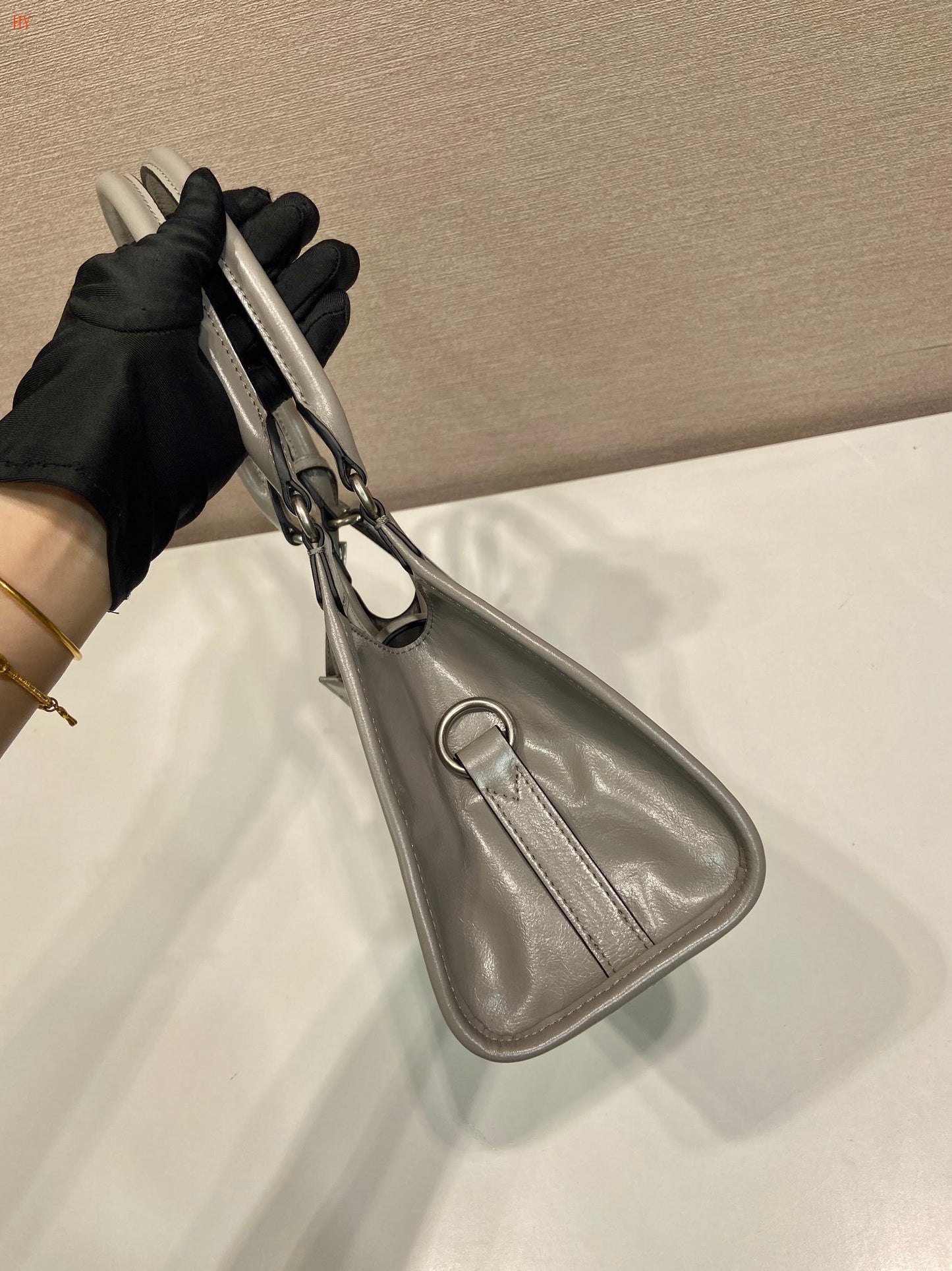 Prada Buckle Leather Top Handle Bag