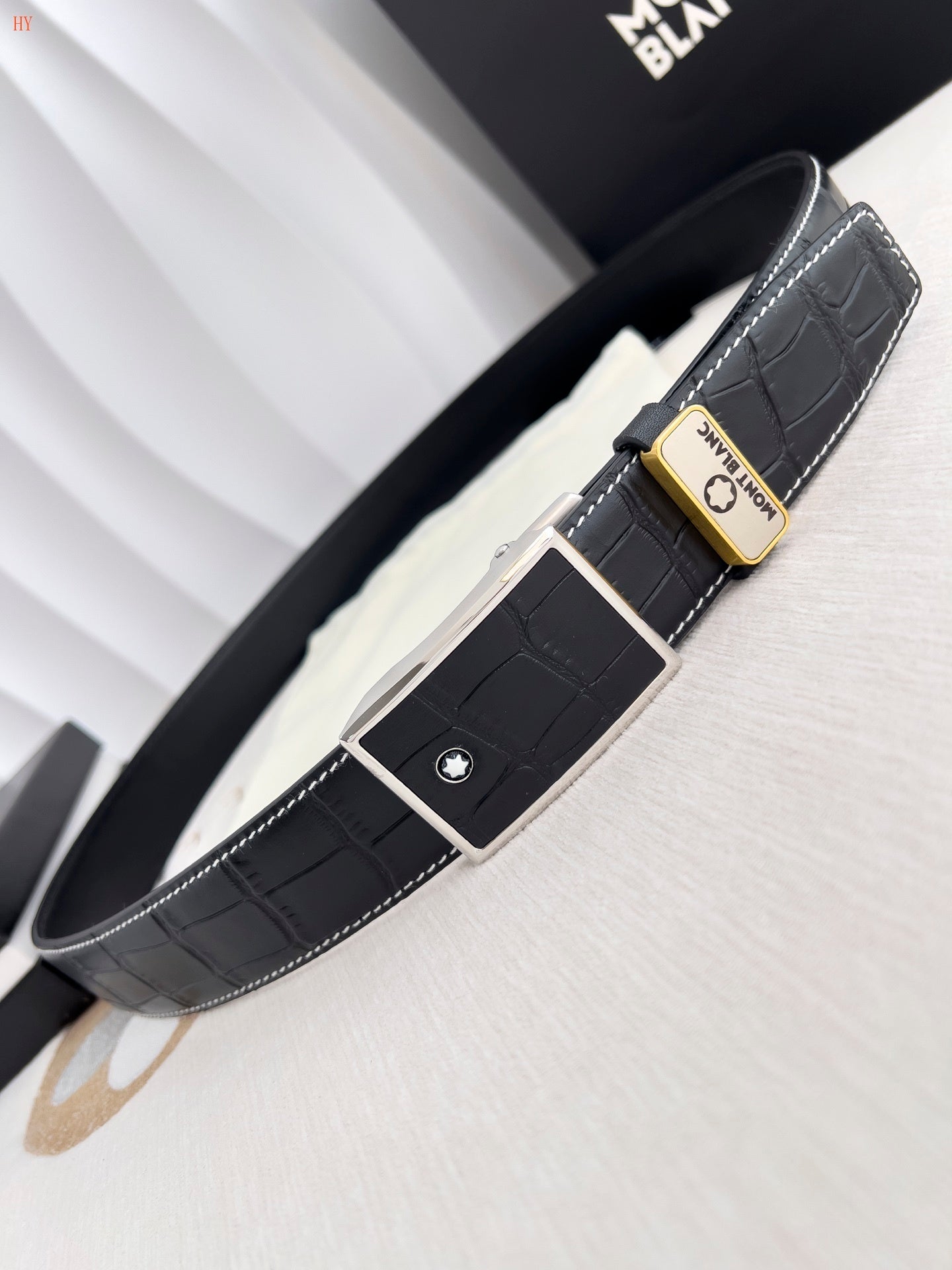 Montblanc Embossed Leather Belt