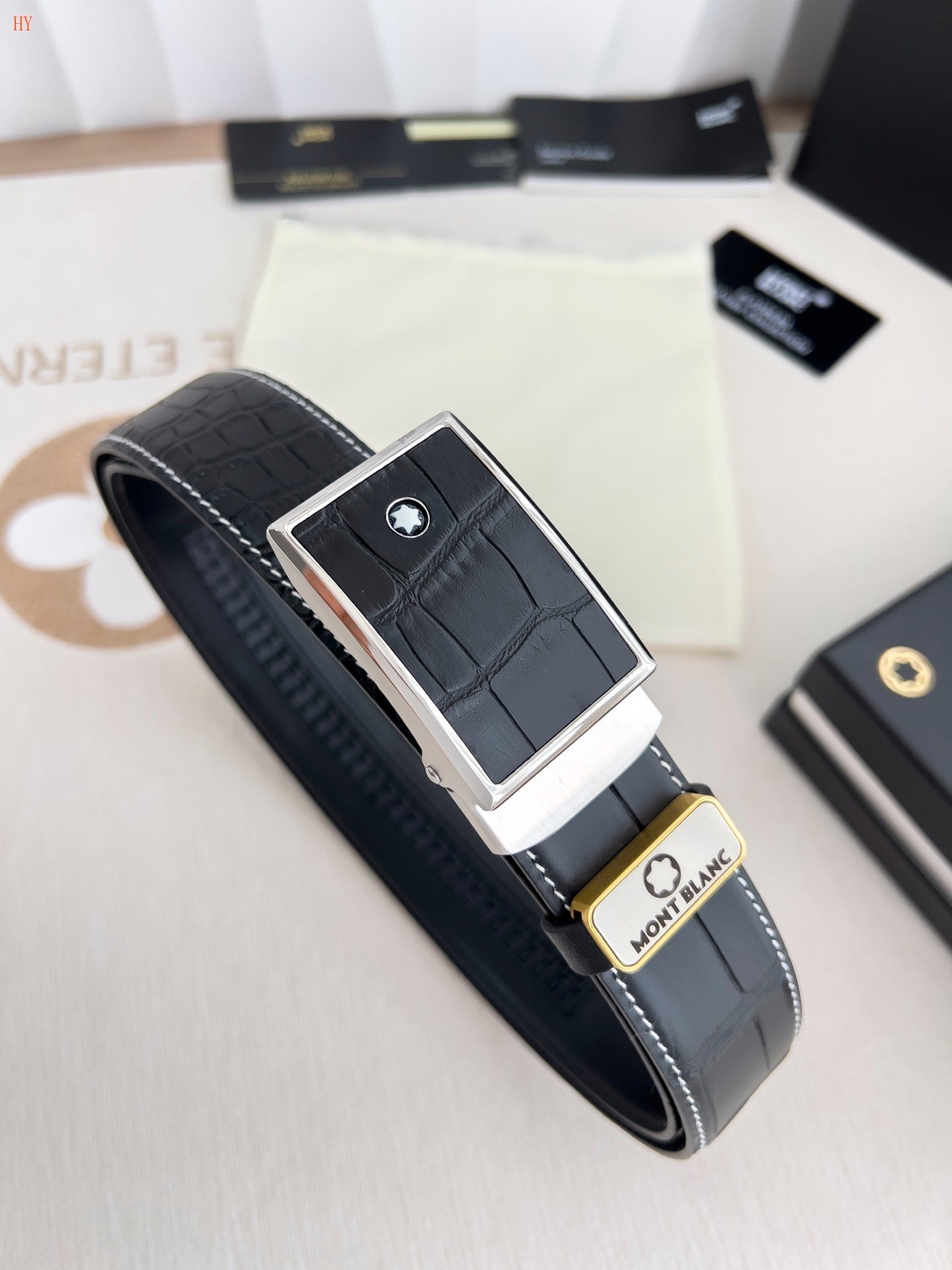 Montblanc Embossed Leather Belt