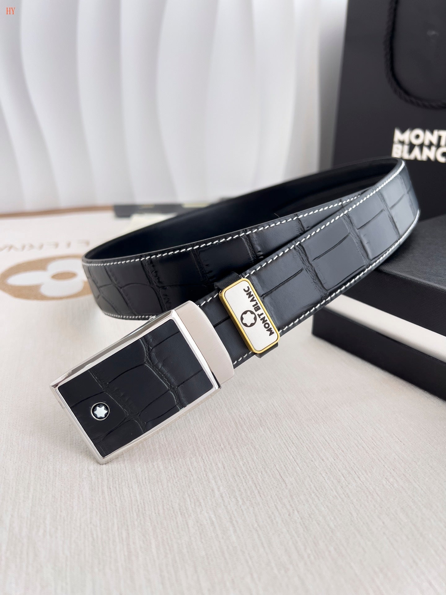 Montblanc Embossed Leather Belt